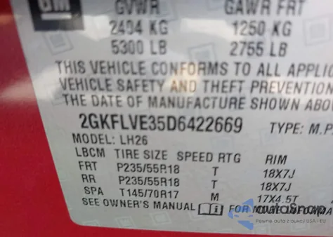 2013 GMC Terrain Slt-1 from USA, damaged, VIN 2GKFLVE35D6422669
